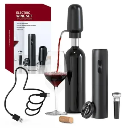 CIRCLE JOY Electric Wine Opener Set 4-in-1 Automatic Corkscrew