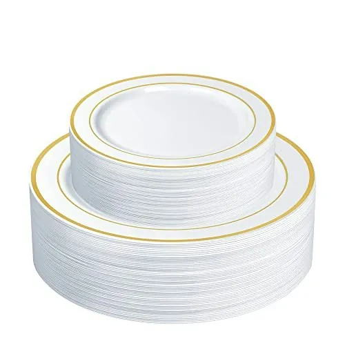 Setup 60-Piece Gold Trim Plastic Dinnerware Set