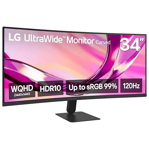 LG 34" UltraWide 3440x1440 QHD Curved IPS 120Hz HDR10 Monitor