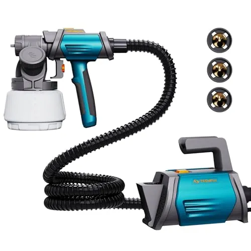 Tilswall 800W HVLP Electric Paint Sprayer w/ 1300ml Container & 4 Brass Nozzles