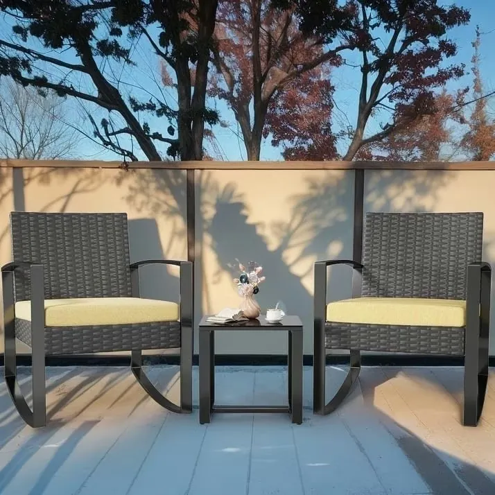 Lofka Outdoor Rocking Chairs & Coffee Table Patio 3-Piece Set
