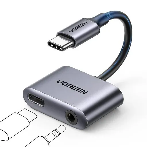 UGREEN USB-C to 3.5mm Audio & Charger Adapter w/ PD 60W