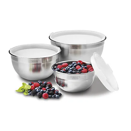 Prime Members: 3-Pc Cuisinart Stainless Steel Nesting Mixing Bowl Set w/ Lids