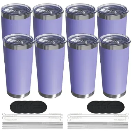8-Count 20oz UIRZOTN Stainless Steel Vacuum-Insulated Tumblers