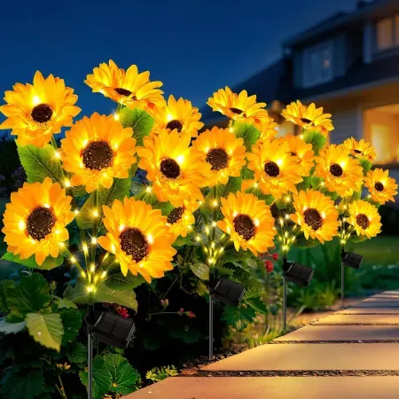 4-Count LETMY 6-Head Solar Sunflower Garden Lights