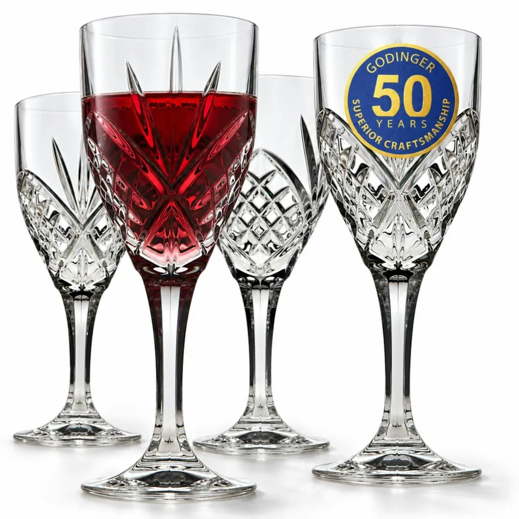 Godinger Dublin Stemmed Wine Glasses Set of 4