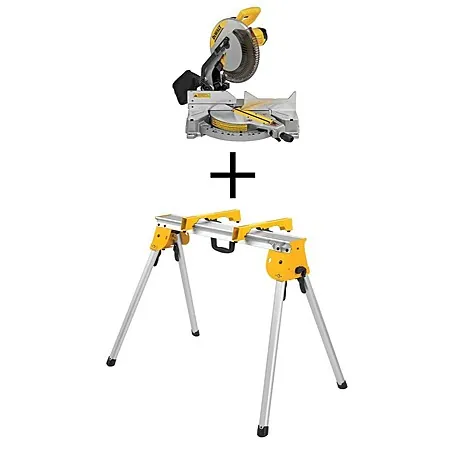 DeWALT 15A Corded 12" Compound Single Bevel Miter Saw & Heavy-Duty Work Stand