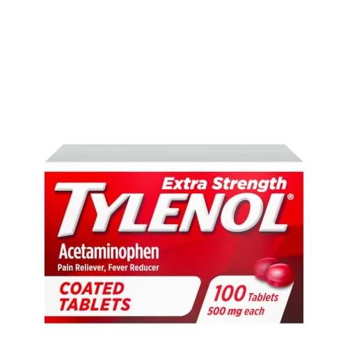 Tylenol Extra Strength Coated Tablets 500 mg Acetaminophen 100 Count
