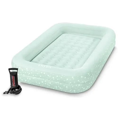 Intex Kids Travel Air Mattress Inflatable Bed with Raised Sides and Hand Pump