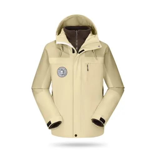 CAMELSPORTS Men's 3-in-1 Hooded Waterproof Mountain Winter Ski Coat w/ Detachable Fleece Jacket