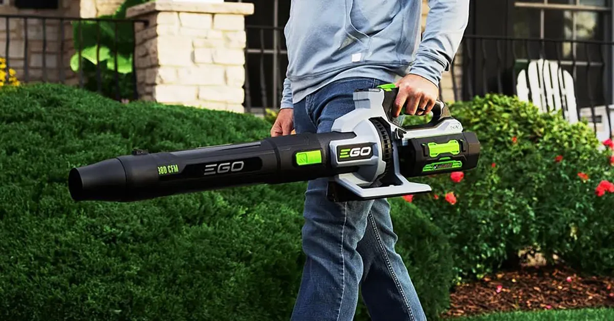 EGO Power+ 880 CFM Cordless Electric Leaf Blower with 2x 4.0Ah batteries back