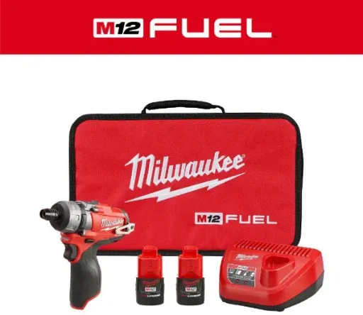 Milwaukee M12 FUEL 12V 1/4 in. Hex 2-Speed Screwdriver Kit W/(2) 2.0h Batteries & Bag