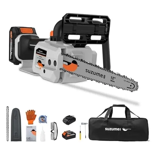 Suzume 21V 12" Cordless Electric Chainsaw w/ 2-Battery