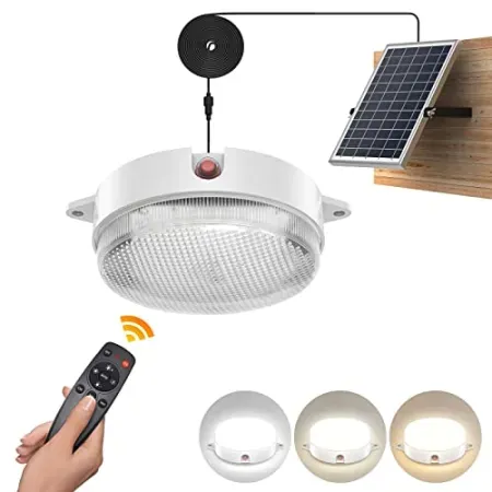UPONUN Solar Ceiling Light w/ 4,400mAh battery