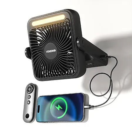 VENSWID 10000mAh Magnetic Fan w/ LED Display & Foldable Hook