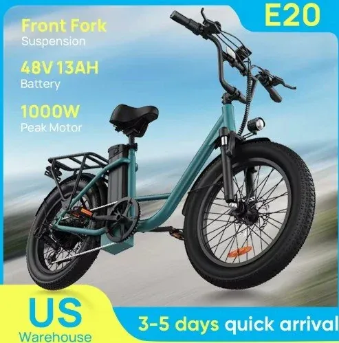 URLIFE E20 1000W 48V 13Ah 20''X3" Fat Tire 7-Speed Electric Bike