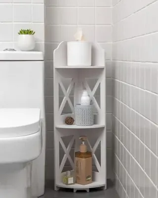 J JINXIAMU Corner Shelf Stand Storage Organizer