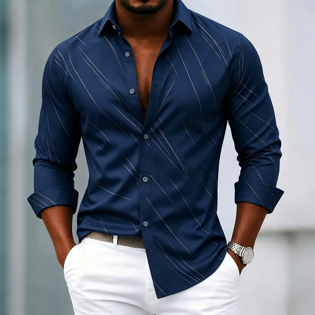 Geometric Button-Up Dress Shirt for 2