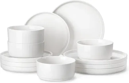 12-Piece MALACASA Leah Series Porcelain Dinnerware Set
