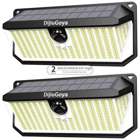 2-Pack DijiuGoya Solar 466 LED 4000Lm Security Outdoor Wall Lights