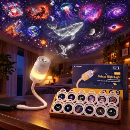Lazenry 2-in-1 Galaxy Projector Night Light with 13 Projection Films