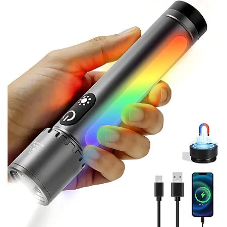 OMALIGHT Rechargeable EDC Flashlight w/ COB Side Light & Magnetic Base
