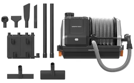 Giraffe Tools Wall-Mounted Wet / Dry Vacuum Cleaner w/ 30' Retractable Hose