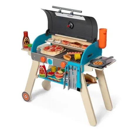 Melissa & Doug Deluxe Wooden Barbecue Grill w/ 60 Accessories