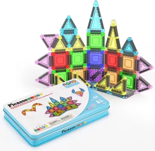 PicassoTiles Mini Magnetic Tiles 40-Piece STEM Building Set