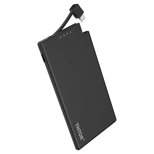 TNTOR Slim 5000mAh Portable Charger with Lightning Cable