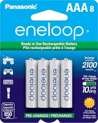 8-Pack Panasonic eneloop AAA Ni-MH Pre-Charged Rechargeable Batteries