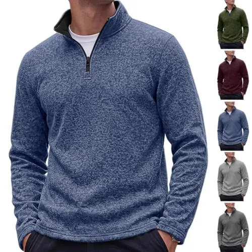Mens Quarter Zip Pullover Fall Sweatshirts