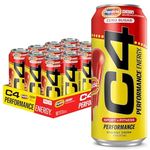C4 Performance Energy Drink with Zero Sugar, Cherry Popsicle, 12pk