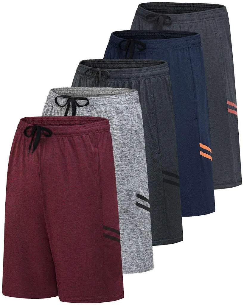 Real Essentials Men's Dry Fit Basketball Shorts 5-Pack