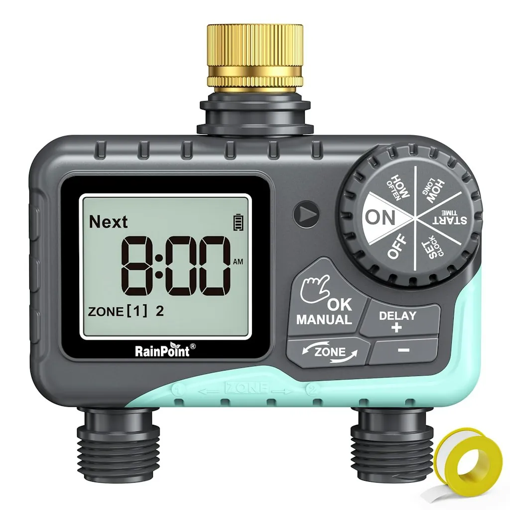 RainPoint 2-Zone Brass Sprinkler Timer