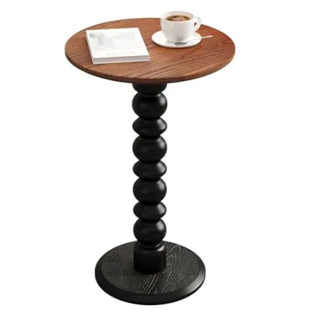 zaowofires 11.8" x 21.65" Solid Wooden Round Side Table