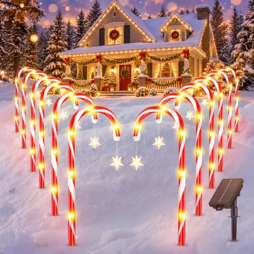 Solar Candy Cane Lights 12-Pack
