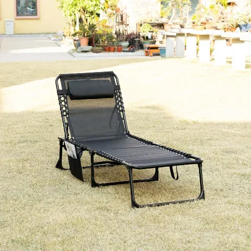 Wade Logan Aidean 5-Position Adjustable Portable Reclining Chaise Lounge Chair