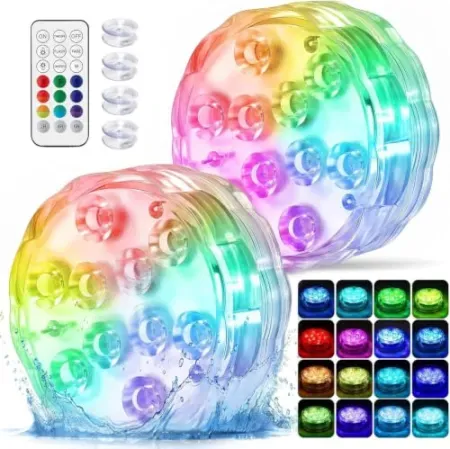 2-Count BITIWEND IP68 RGB Color-Changing Submersible LED Pool Lights