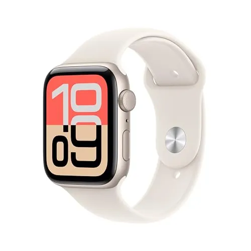 (Resale) Apple Watch SE 3 GPS 44mm Smartwatch with Starlight Aluminum Case with Starlight Sport Band - M/L