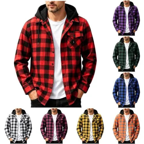 Mens Flannel Hoodie Shirts