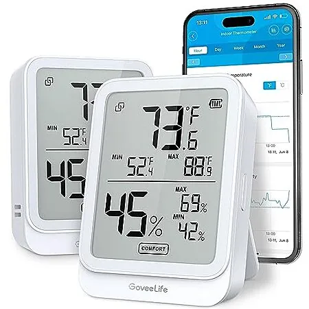 2-Pk GoveeLife Hygrometer Thermometer Room Temperature Monitor (H5104)
