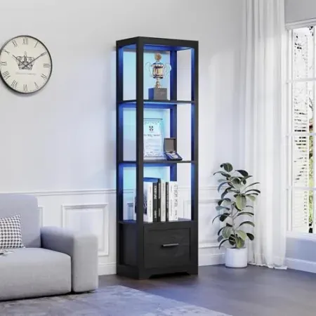 BROTTAR 3-Shelf Display Shelf w/ 3-Color LED Lighting