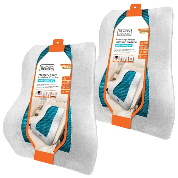 BLACK+DECKER Memory Foam Lumbar Support Pillow with Cooling Gel 2-Pack