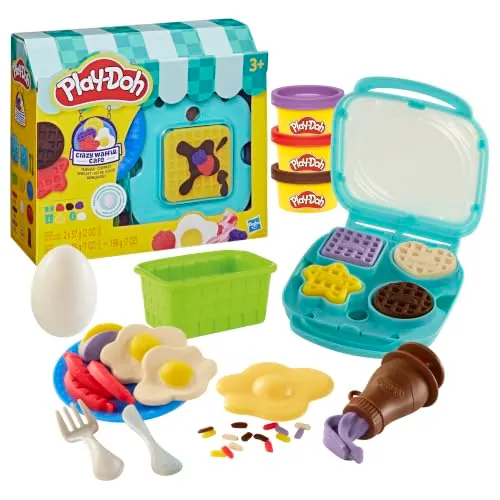 Play-Doh Crazy Waffle Cafe Playset, 8 Play Kitchen Accessories