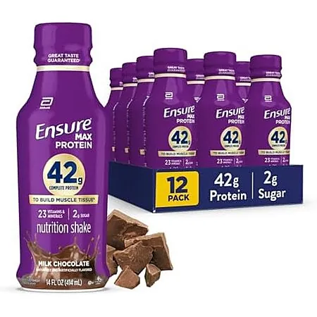 Select Accts: 12-Pk 14-Oz Ensure Max 42g Complete Protein Shake (Milk Chocolate)