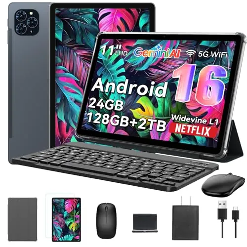Tablet, 11 Inch Android 16 Tablets with Keyboard