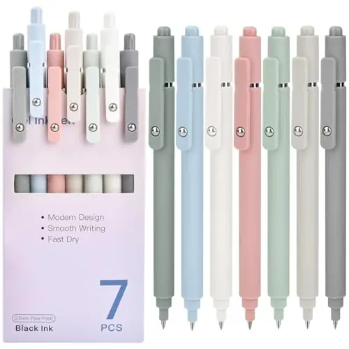 7-Pack 0.5mm Black Ink Gel Pens