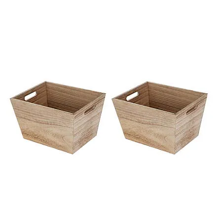 2-Pk 13"x10"x8" Better Homes & Gardens Medium Natural Wood Storage Bin