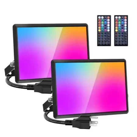 2-Pack Olafus 300W Equivalent RGB Color Changing 30W LED Flood Light